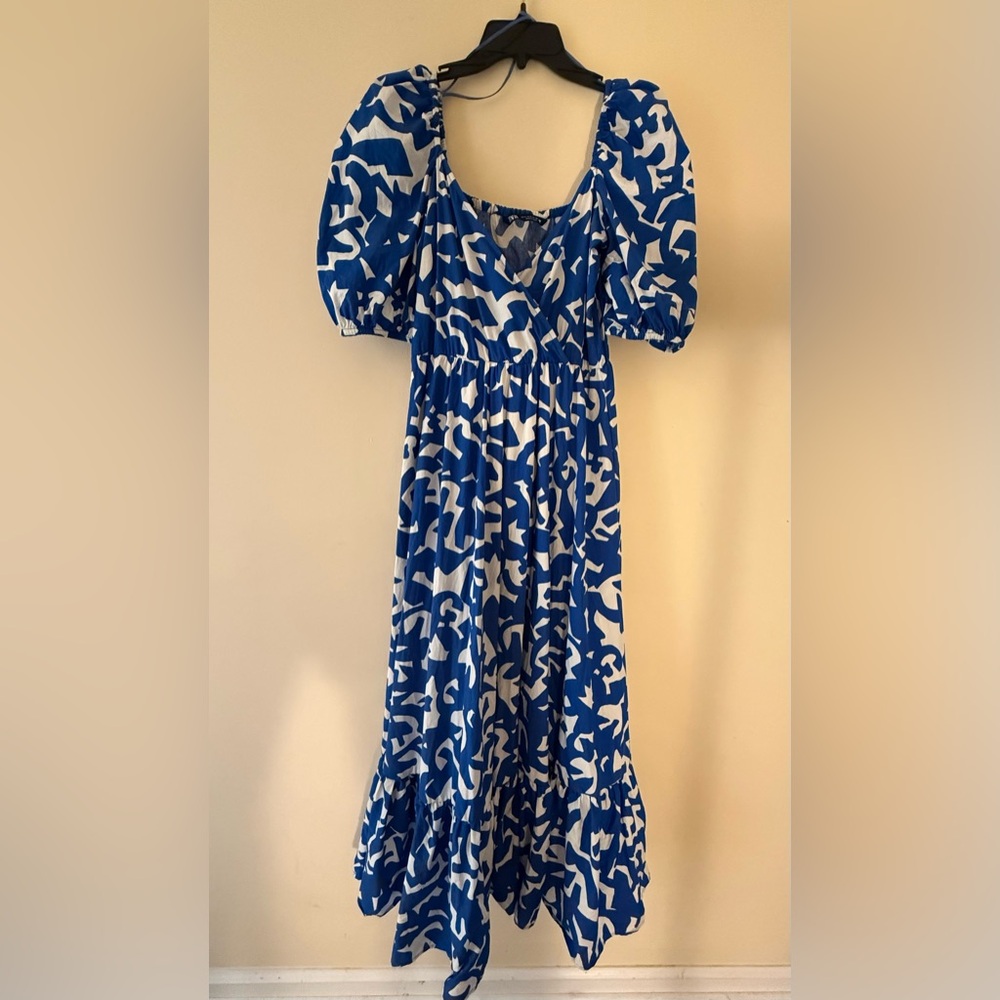 Zara Blue and White Abstract Midi Dress - Picture 5 of 7